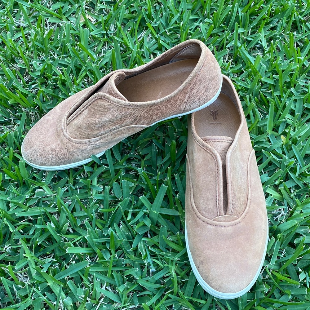 Frye slip on sneaker in Cognac Brown Leather